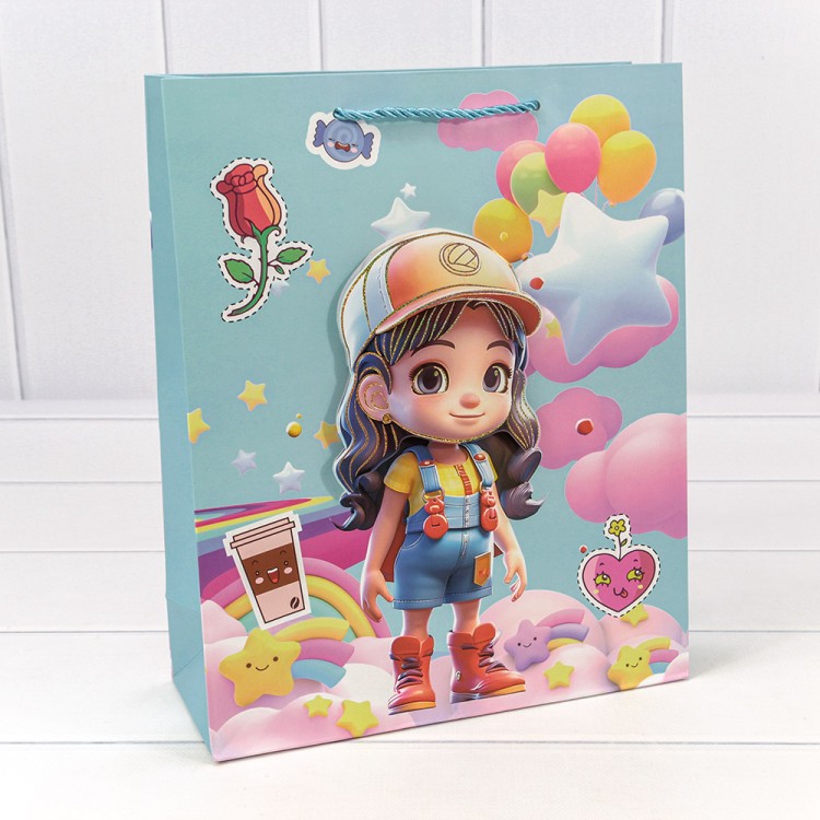 000265C	Пакет подарочный с 3D аппликацией "Детский" (микс 265) 26*32*10 210г 1/20 1/240