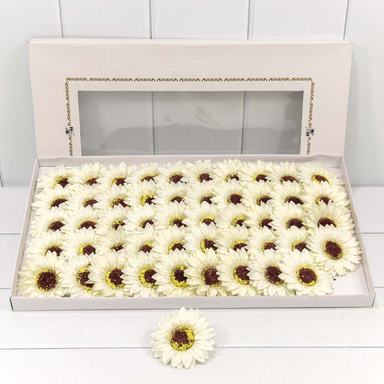 420054/19 Декоративный цветок-мыло "Гербера" Молочный 8см 50шт. 1/20