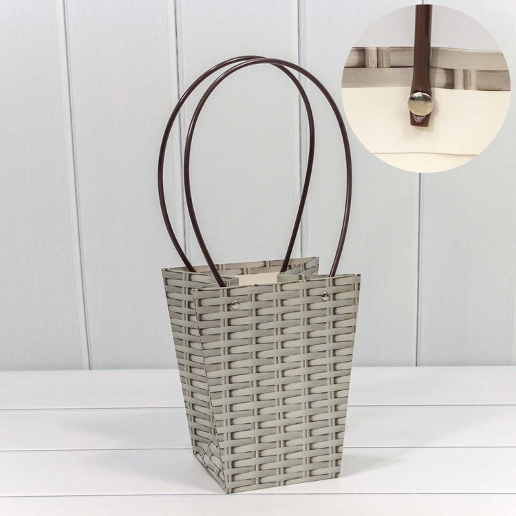 000171E/31 Пакет подарочный "Ваза для цветов" 20*17*12 "Плетёный" Серый 1/10 1/120 000171E/31 Пакет подарочный "Ваза для цветов" 20*17*12 "Плетёный" Серый 1/10 1/120